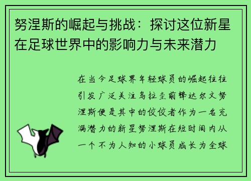 努涅斯的崛起与挑战：探讨这位新星在足球世界中的影响力与未来潜力